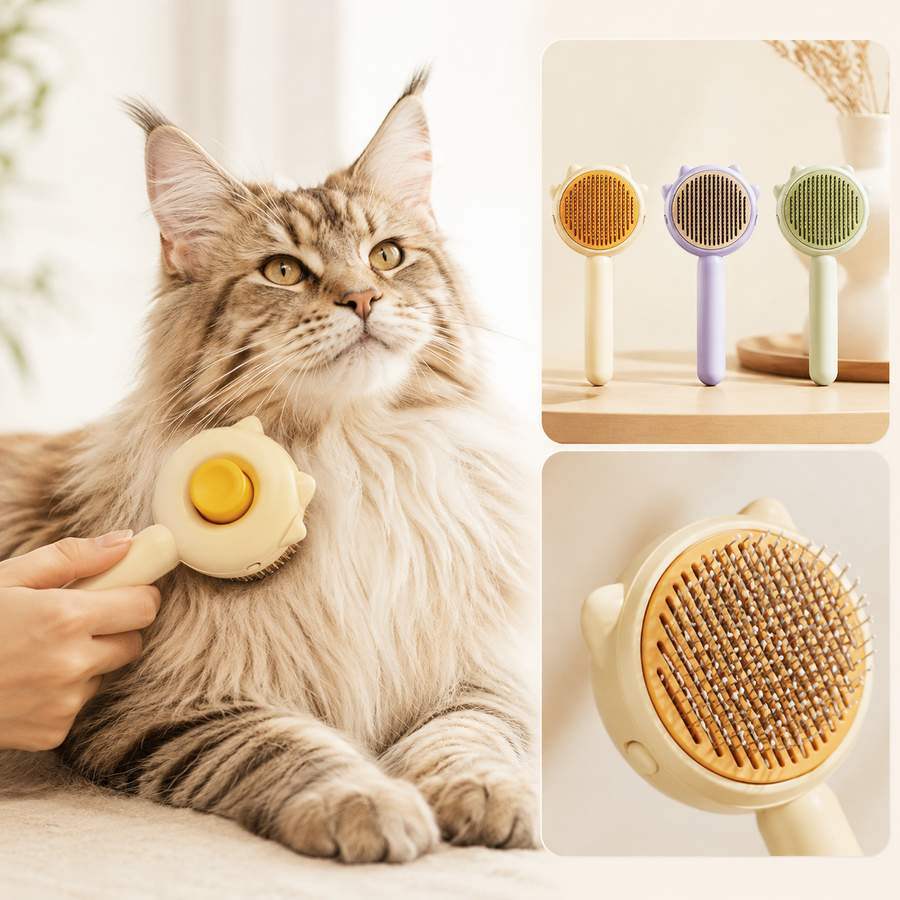 Fernva Self-Cleaning Slicker Brush for Long-Haired Cats