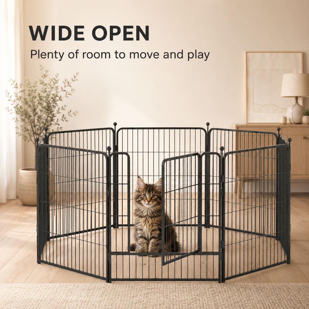 Fernva Large Cat Playpen with Metal Panels for Maine Coons & Large Cats