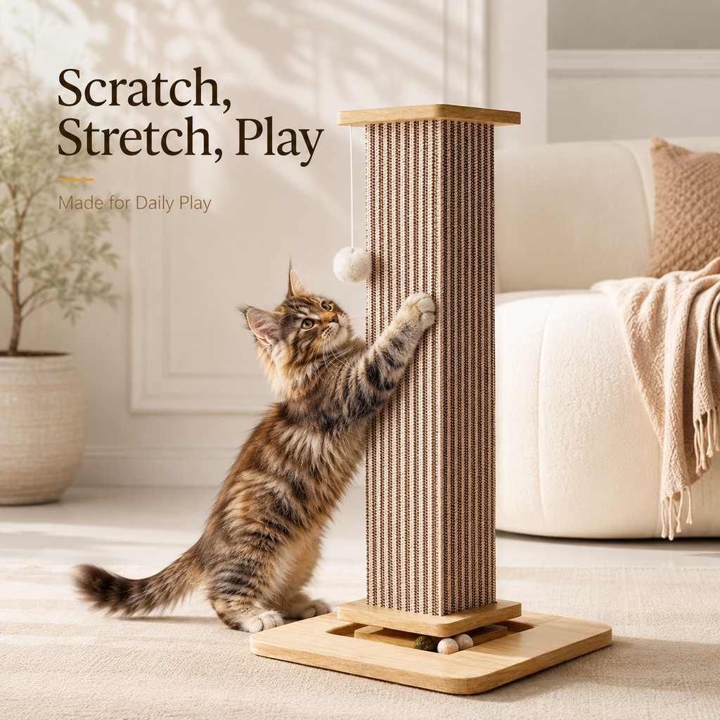 Fernva Interactive Cat Scratcher & Climbing Frame for Maine Coons & Large Cats