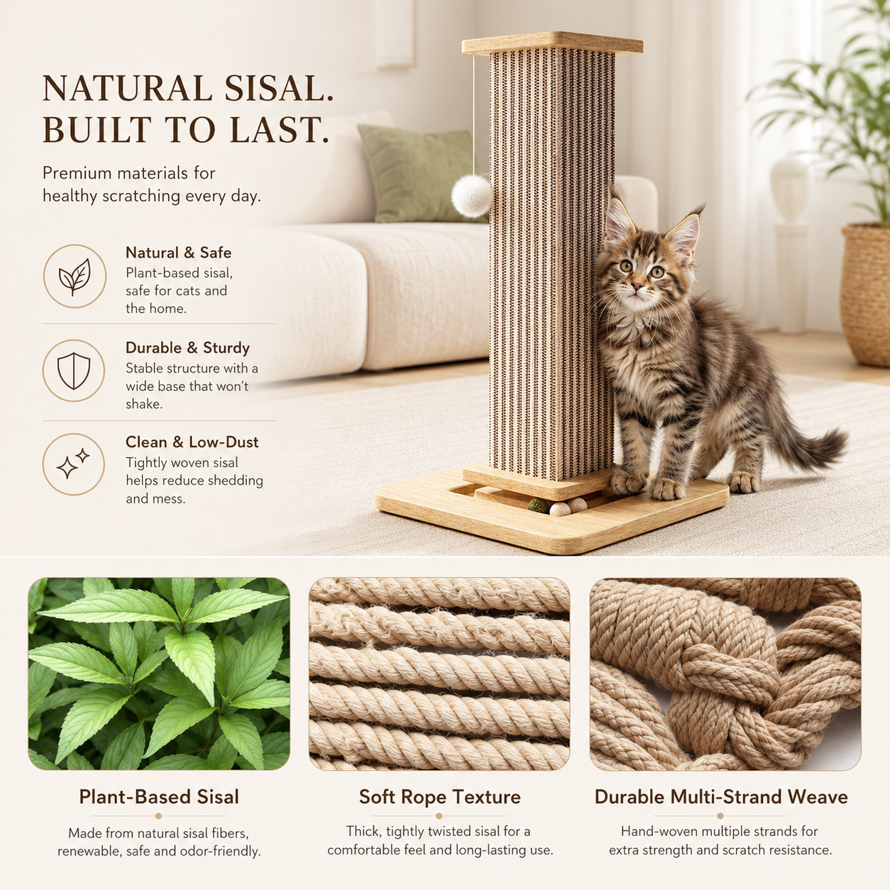 Fernva Interactive Cat Scratcher & Climbing Frame for Maine Coons & Large Cats